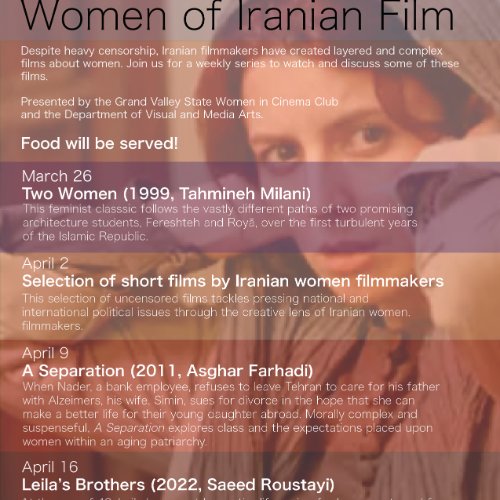 A poster for the film series shows a film still from A Separation of the character Simin..
