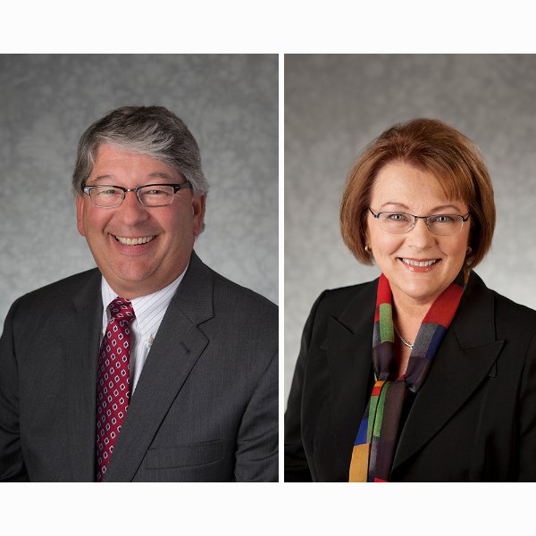 Tom Butcher, general counsel, and Karen Loth, vice president for University Development.
