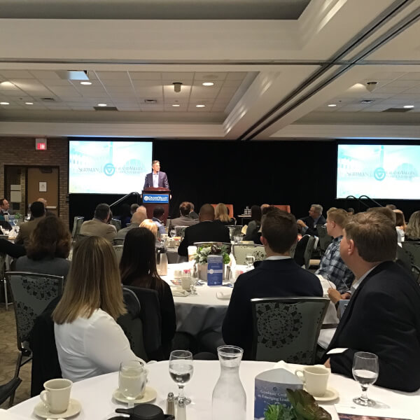 Gerry Anderson, president and CEO of DTE Energy,  stressed the importance of soft skills during a presentation as part of the Peter F. Secchia Breakfast lecture April 17 in the Eberhard Center.