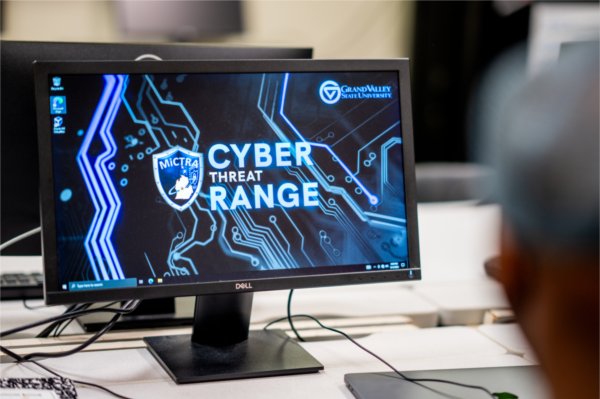 monitor screen says cyber threat range
