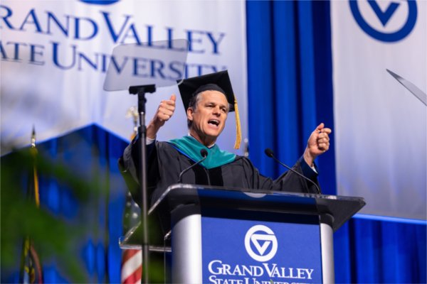 Timothy Shriver addresses graduates during his Commencement address.
