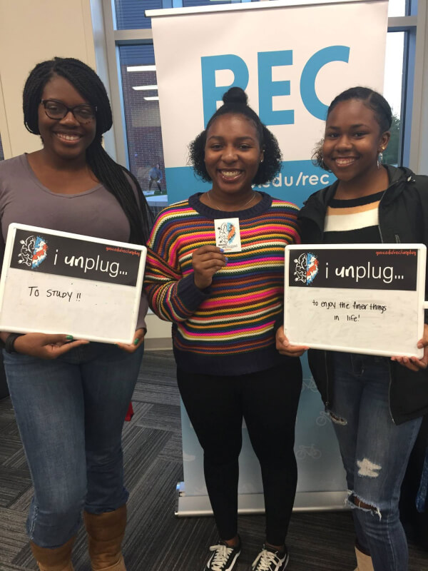 Students shared reasons why they unplug from technology during the first Unplugged in 2018.