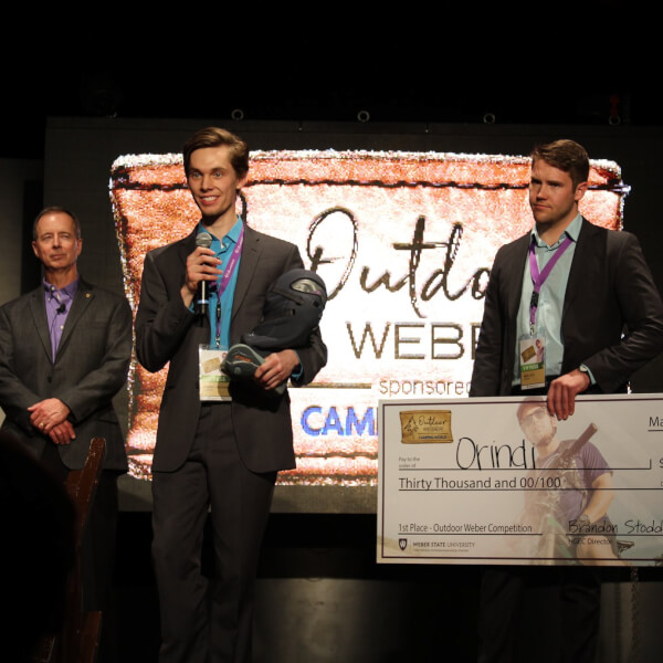 Jordan Vanderham and Jared Seifert won first prize and $30,000 for their product, Orindi Mask.