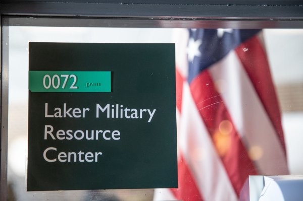 Laker Military Resource Center sign.