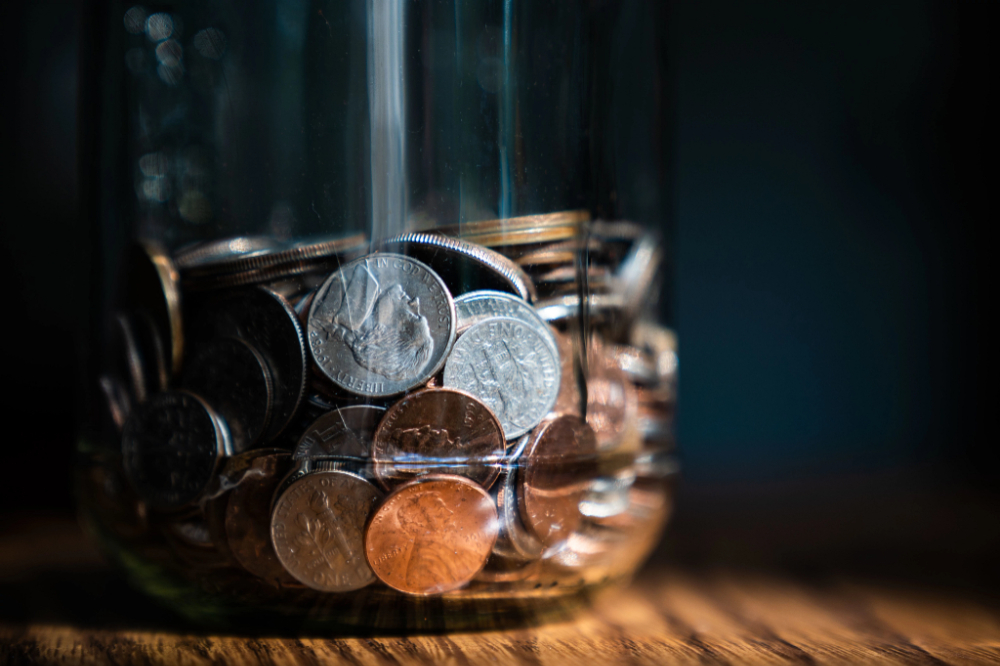 jar with coins in it