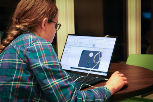 engineering student on a computer