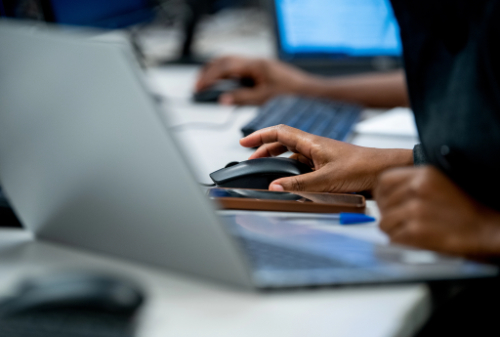 Student on a computer.