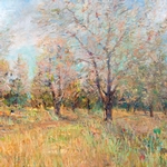 painting of apple orchard in fall