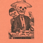 screen print of skeleton man with skeleton child looking over shoulder