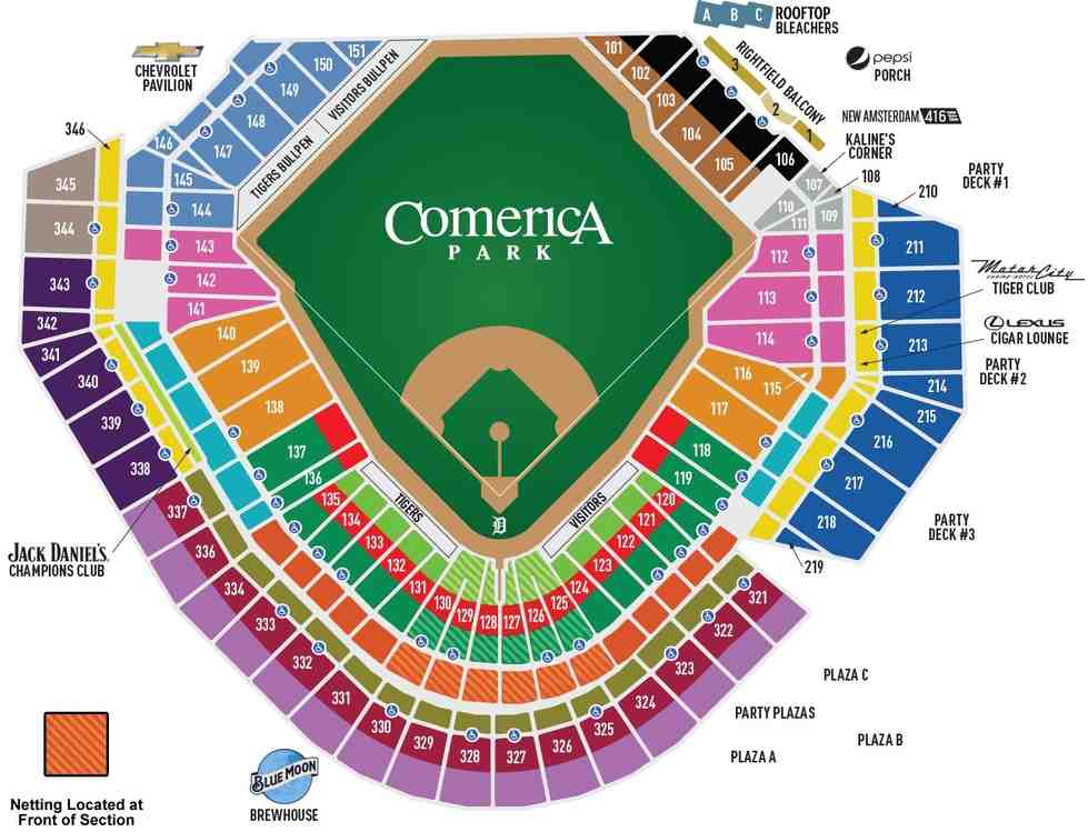 Comerica Park Detailed Seating Chart