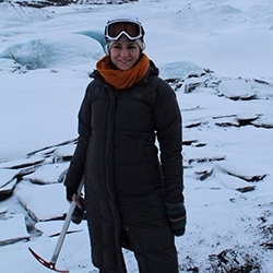 Allison Dile hiking through the snow