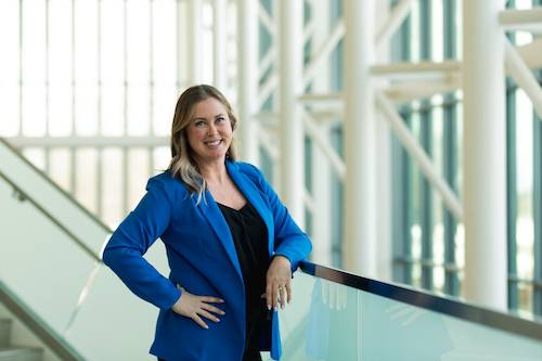 Megan Standing on the Library stairs