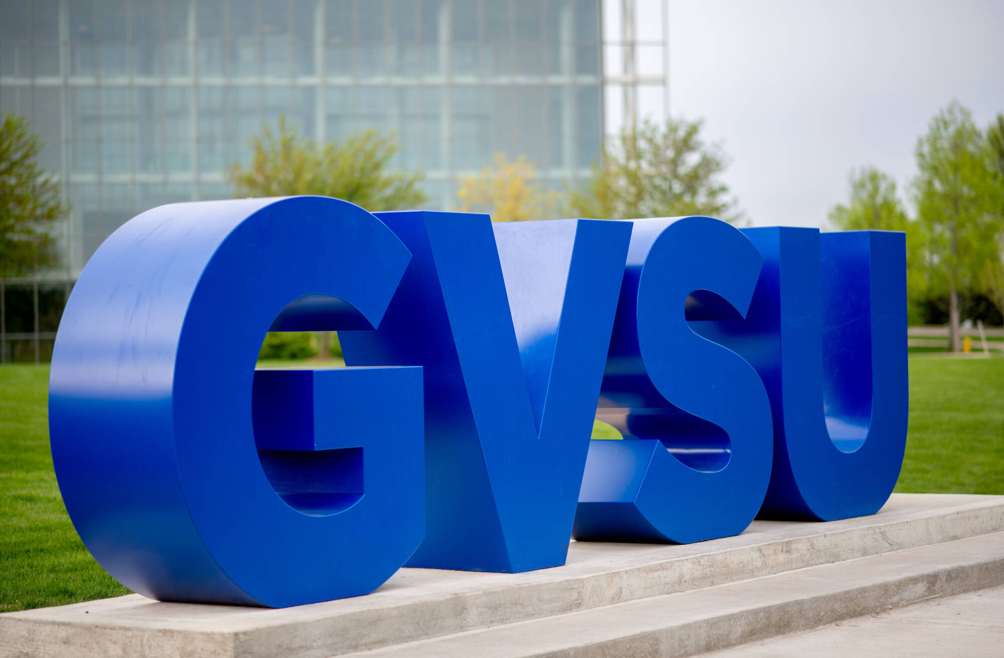 GVSU Blue Letters on campus