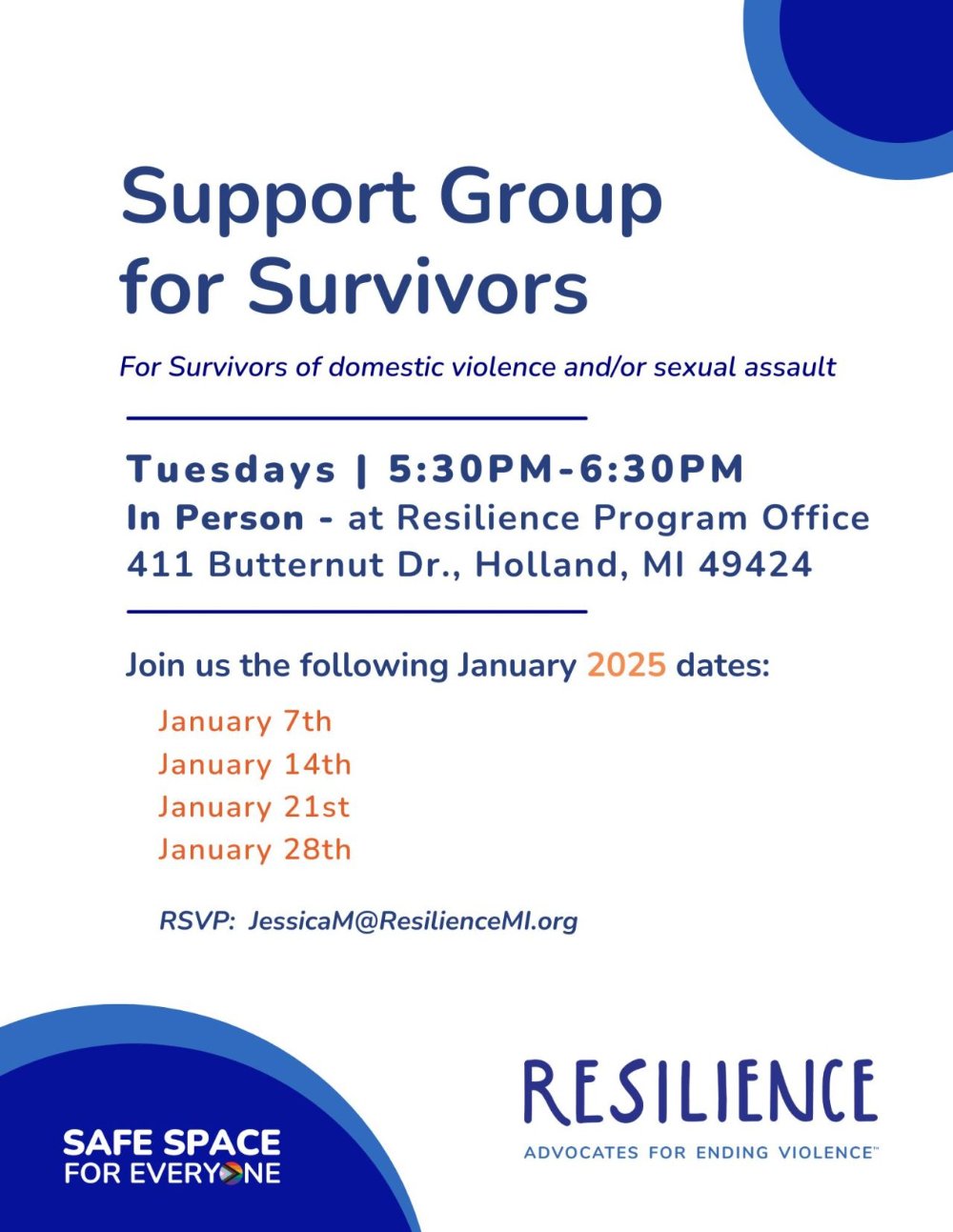 flyer with support group information