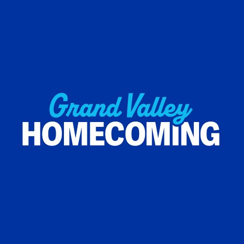 Grand Valley Homecoming text on blue background
