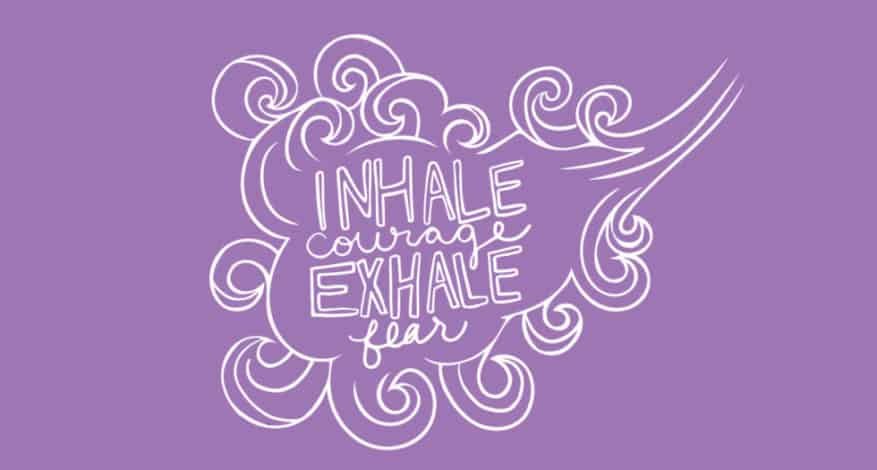 purple background with white lettering