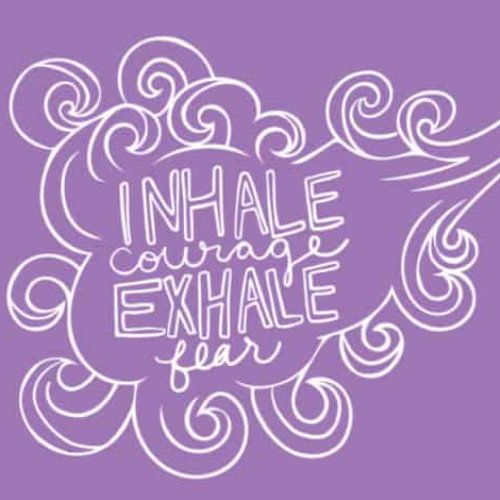 purple background with white lettering