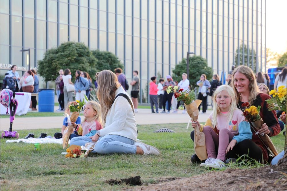 Attendees enjoying a carillon concert at GVSU's Valley Campus in Allendale