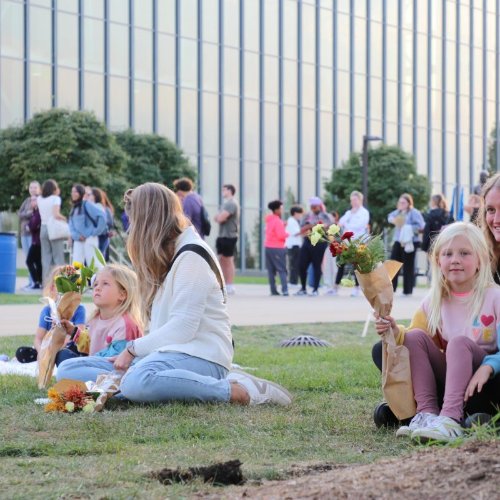 Attendees enjoying a carillon concert at GVSU's Valley Campus in Allendale