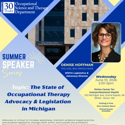 Occupational Science and Therapy Department Summer Speaker Series Flyer