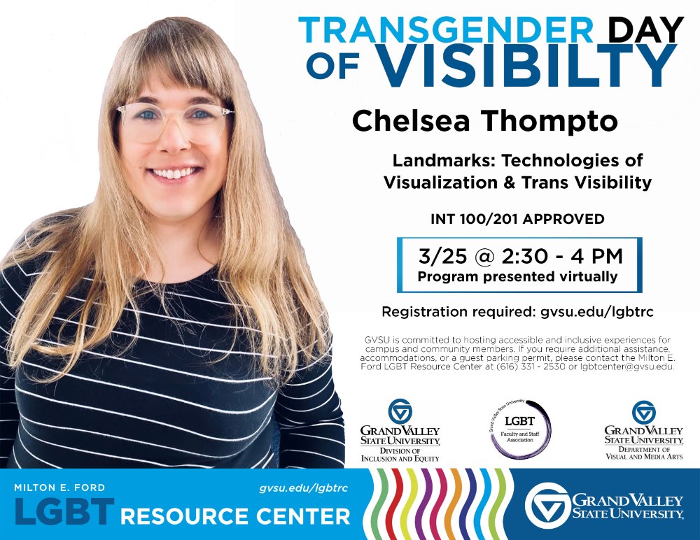 Image of woman in striped blue shirt smiling, Transgender Day of Visibility with Chelsea Thompto
