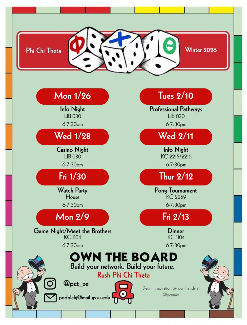 Phi Chi Theta Rush Week Schedule