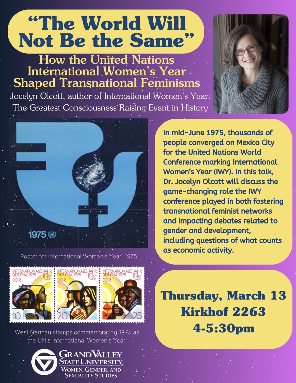 Include photo of author, event description, time and place