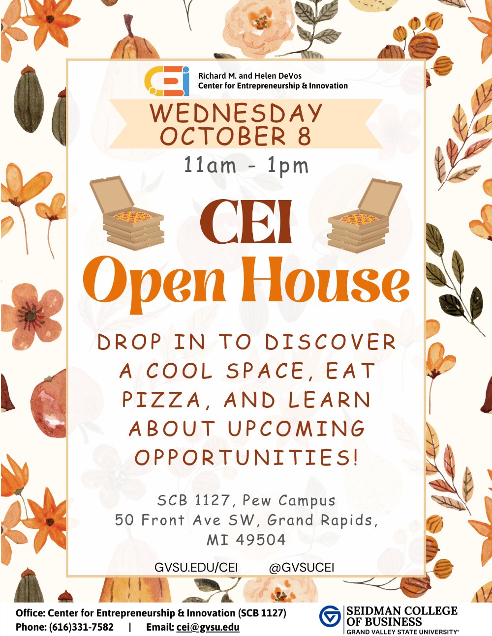 Drop In for our Open House on October 8 from 11am - 1pm in SCB 1127