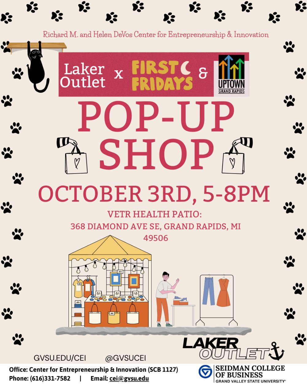 Pop-Up Shop October 3 from 5-8pm at Vetr Health in Eastown