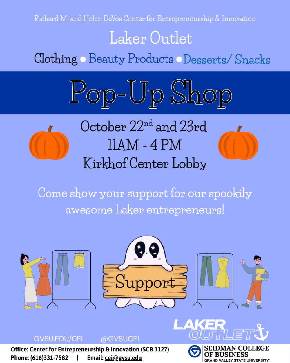 Laker Outlet Pop-Up Shop In Kirkhof Lobby from 11am - 4pm on October 22nd and 23rd