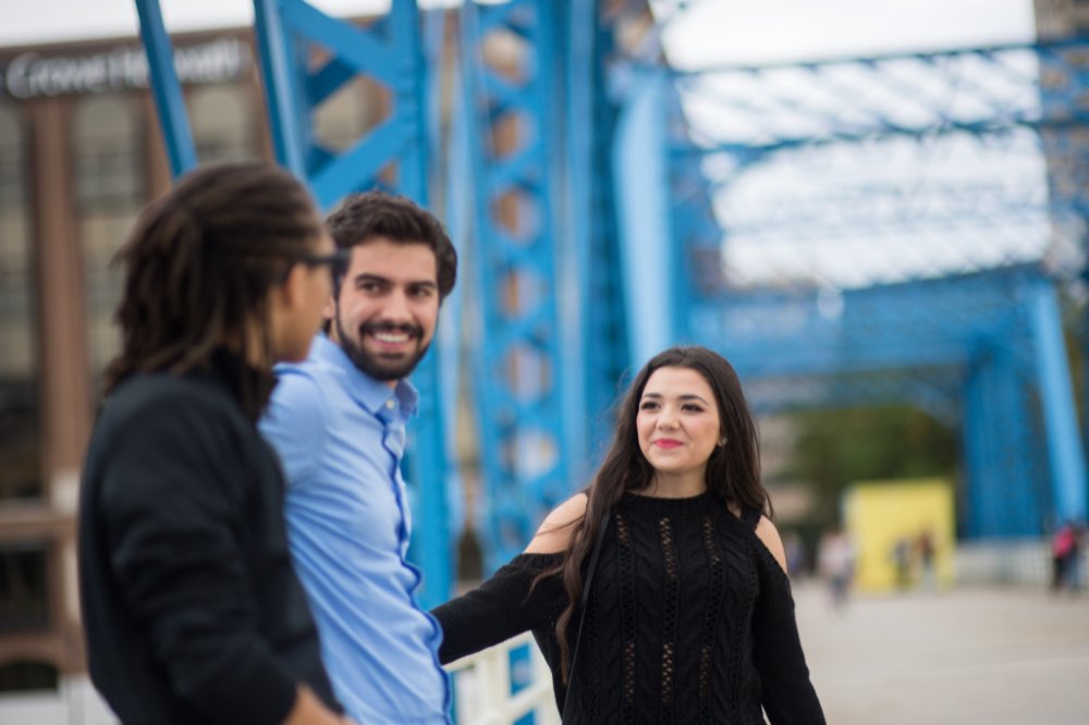 Students walking together on Blue Bridge