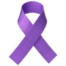 white background with a purple ribbon