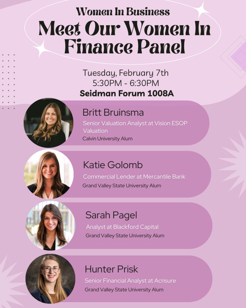 Women In Finance Panel Information