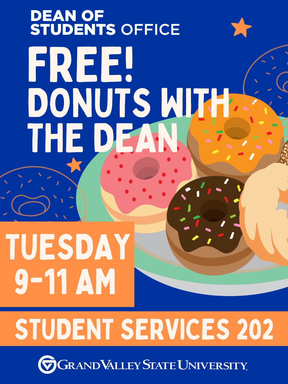 graphic of donuts advertising free donuts with the Dean