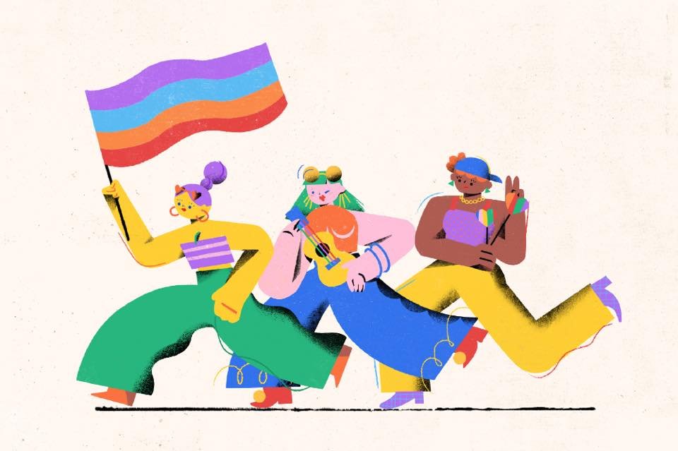 Image of three people