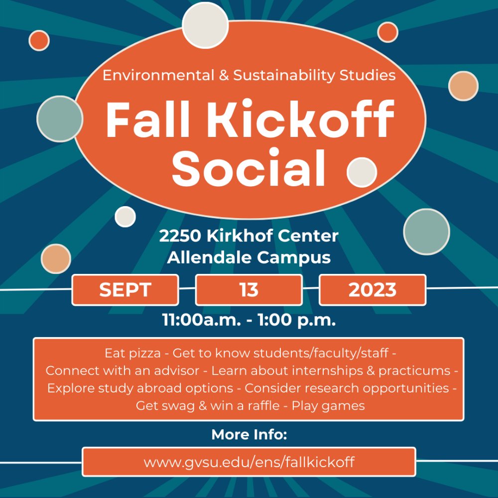 Orange and blue event flyer with light rays and floating spheres