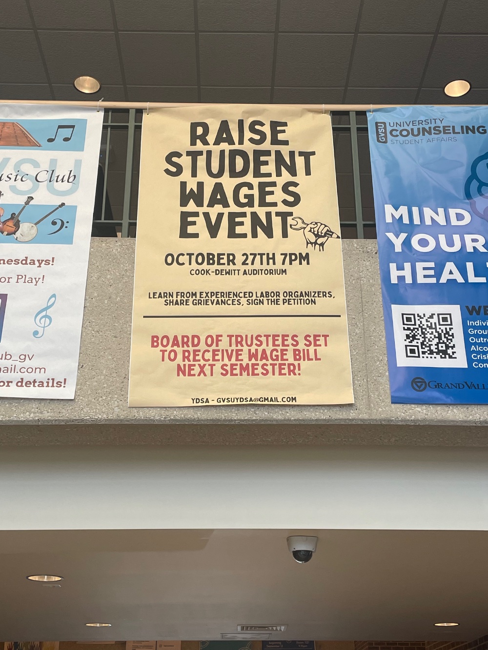 Raise Student Wages Event Poster seen in Kirkhof