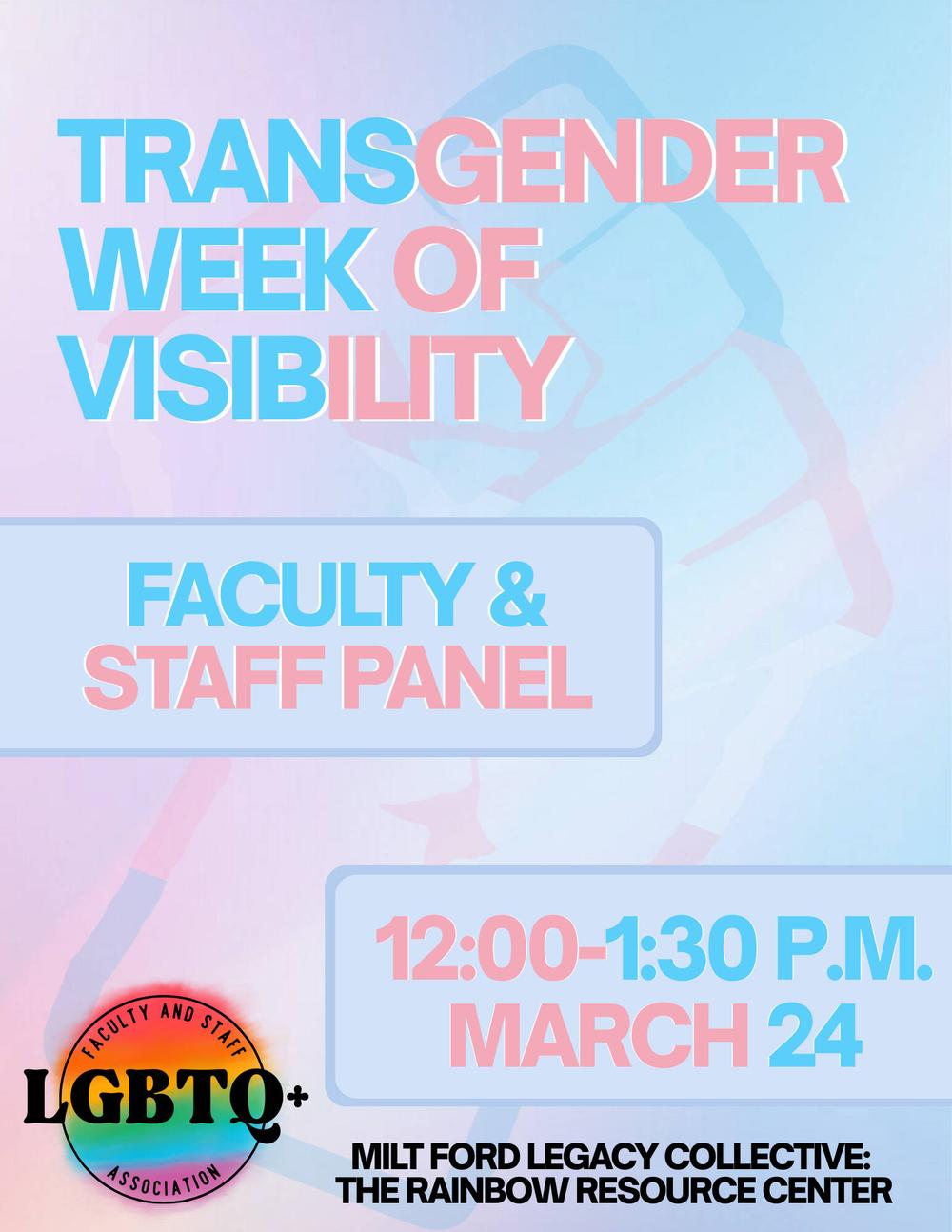 TWOV faculty/staff panel flyer, with gentle blues and pinks
