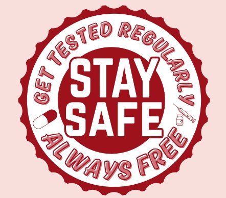 stay safe in white letter within a red circle
