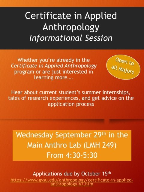 Description of Certificate in Applied Anthropology&yacute;Informational Session