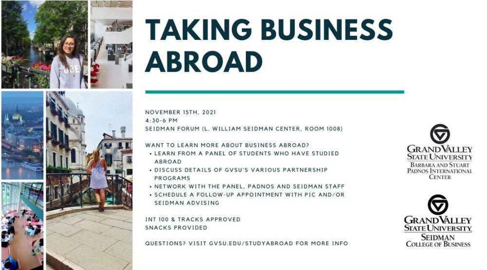 Taking Business Abroad Nov. 15 4:30PM