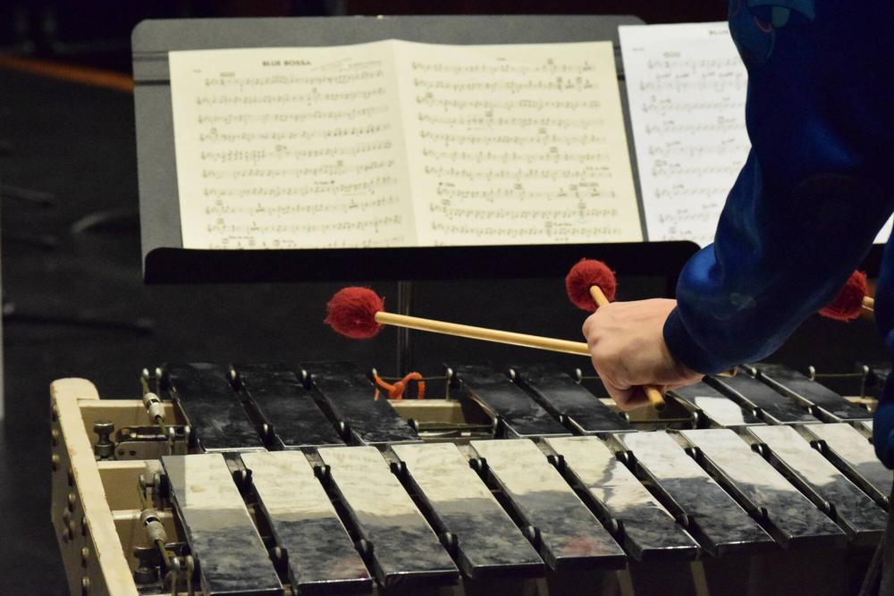 percussionist with sheet music