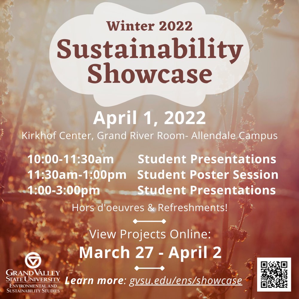 orange early spring scene with flowers, displaying the Sustainability Showcase schedule