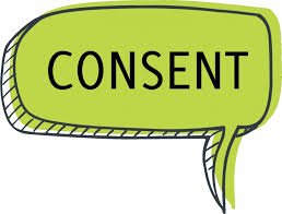 green speech bubble with the word consent