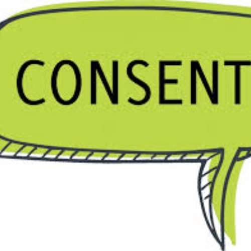 green speech bubble with the word consent