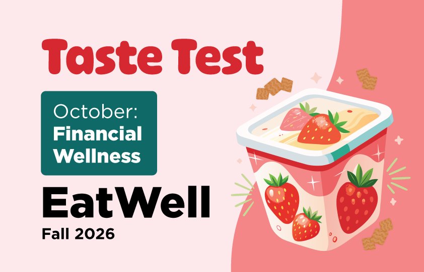 Taste Test: EatWell graphic with pink background