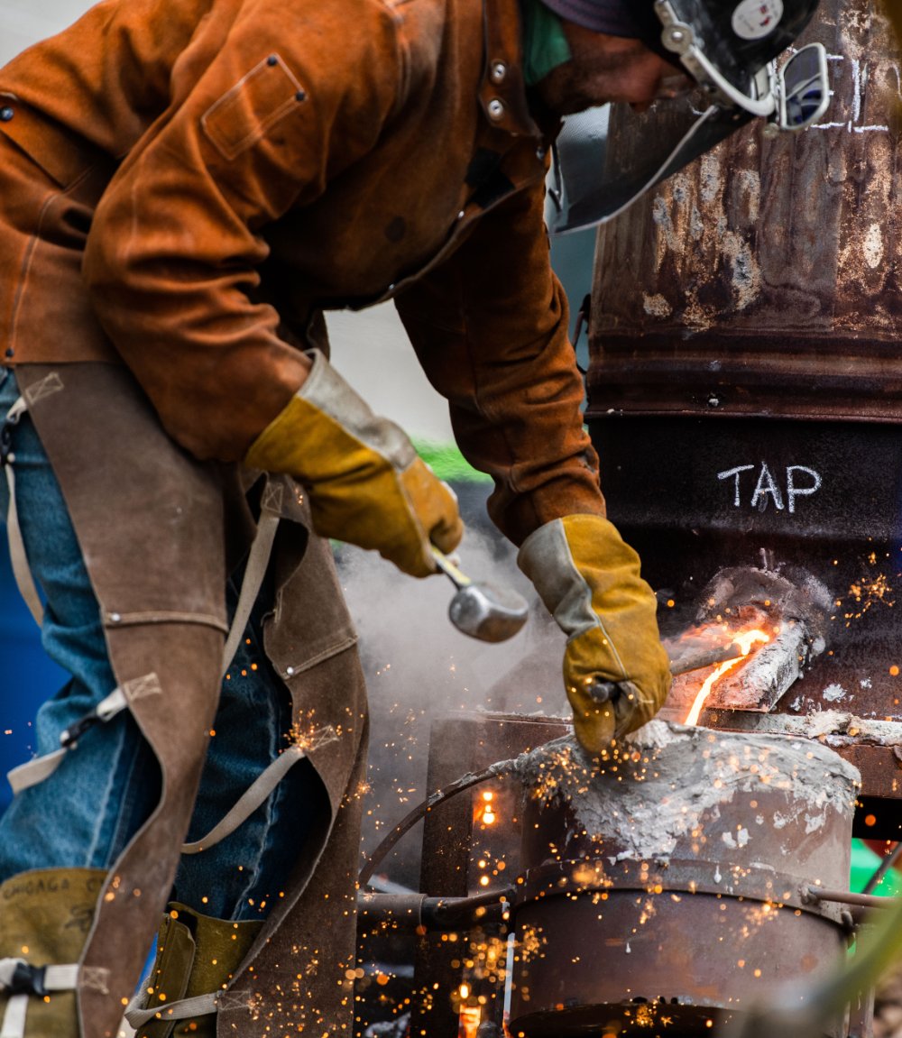 A person using a forge