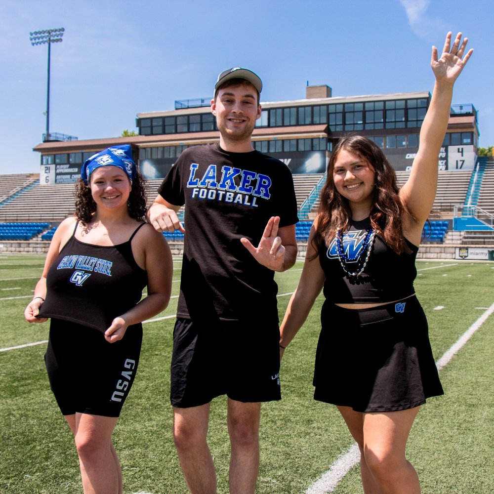 Students wearing GVSU Football Gear in Black