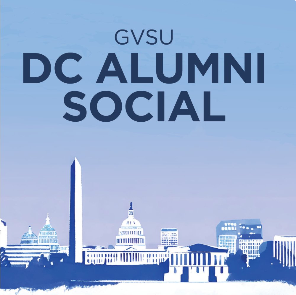GV DC Alumni Social watercolor illustration of Washington DC skyline