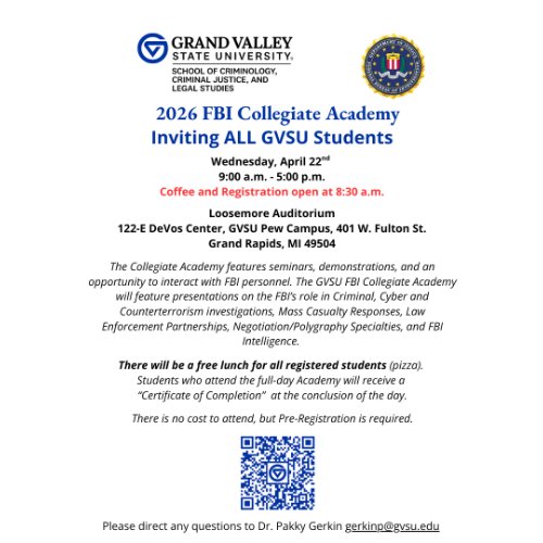 FBI Collegiate Academy Flyer with information and QR code to register